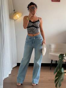 Chiquease Women's Contrast Lace Leopard Print Camisole - Brown - View 6