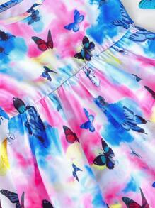 SHEIN 3 件套年轻女孩卡通独角兽和冰淇淋印花舒适吊带背心连衣裙套装，适合儿童派对、夏季度假、姐妹搭配礼物 - 彩色 - 查看 6