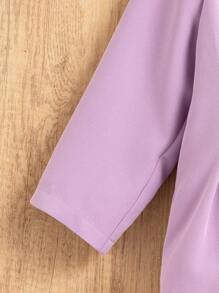 2Pcs Set Tween Girls Elegant Commuting High-Waist Collar Jacket & Pants - Violet Purple - View 5
