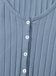 SHEIN EZwear Rib-knit Single Breasted Tee