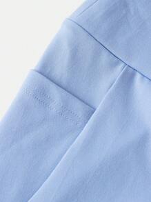 SHEIN Girlism Tween Girls High Waist Skinny Stretch Casual Versatile Pockets Workout Yoga Flare Pants - Baby Blue - View 4