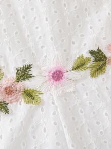 Sparklyn Tween Girls Floral Decor Hollow-Out Design Jumpsuit, Summer