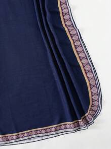 SHEIN Swim New Bohemian V-Neck Positioned Print Short Sleeve Long Pants Beach Cover-Up Outfit Women Springbreak Summer Festival Boho - Navy Blue - View 8