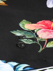 Manfinity Swimmode 男士花卉印花系带休闲沙滩短裤，休闲度假男士泳裤短裤男士花卉男士泳裤男士配套泳裤男士夏季服装男士短裤三角衬里男女通用春假男士泳裤