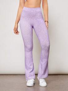 Activina Women's Leopard Print Seamless Flare Leg Sports Pants - Purple - View 7