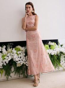 MOTF Soiréza Vestido de noche formal con bordado de lentejuelas