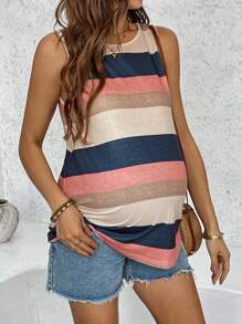 SHEIN Maternity Casual Contrast Stripe Tank Top