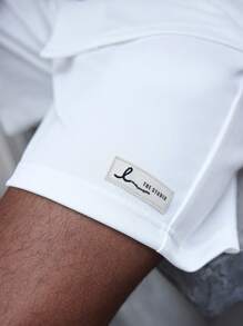 Manfinity Homme Men's Solid Color Short Sleeve Shirt And Shorts Set - White - View 6