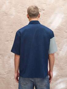 Manfinity VCAY 男士休闲梭织拼接宽松短袖衬衫 - 彩色 - 查看 2