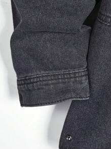 Manfinity Homme Men's Loose Fit Single-Breasted Casual Denim Jacket