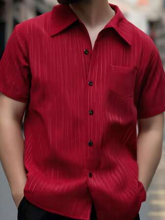SHEIN Tonårspojkar Casual enfärgad kortärmad skjorta