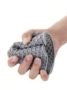 2pcs/Set Silicone Insulation Pad, Minimalist Light Grey Honeycomb Textured Round Non-Slip Potholder For Kitchen - Light Grey - View 2