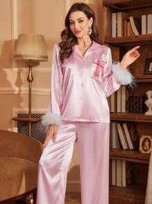 Women's Collared Button-Front Pajama Set