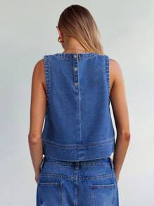 Forever 21 Camisa vaquera sin mangas informal para mujer, de verano
