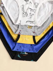 5pcs Boys Comfortable Dinosaur Print Pure Cotton Breathable Briefs - Multicolor - View 4