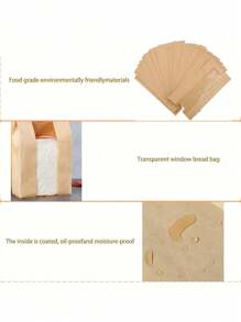 100 piezas Bolsas de pan de gran capacidad (50 bolsas de pan + 50 pegatinas), bolsas de pan con ventana transparente para pan tostado casero, perfectas para envolver y almacenar productos de panadería (disponible en un paquete pequeño de 10) Bolsas para alimentos Caja de alimentos adecuada para caramelos, chocolates, galletas, etc.