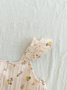 Vintaside Kids Girls' Stylish Korean-Style Ditsy Floral Suspender Dress, Suitable For Beach Vacation, Travel And Photography, Giving A Fashionable And Fresh Feeling, A Must-Have Summer Dress - Apricot - View 10