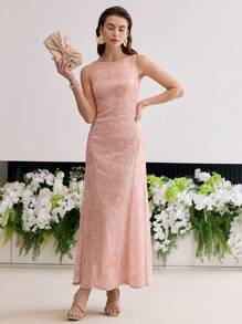 MOTF Soiréza Vestido de noche formal con bordado de lentejuelas