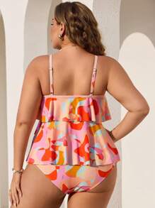 Swim Lushoire Maillot de bain femme grande taille débardeur imprimé géométrique pour vacances