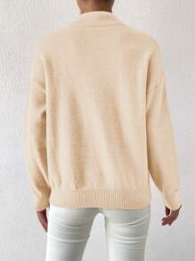 SHEIN LUNE 女式纯色立领落肩长袖套头衫，秋冬