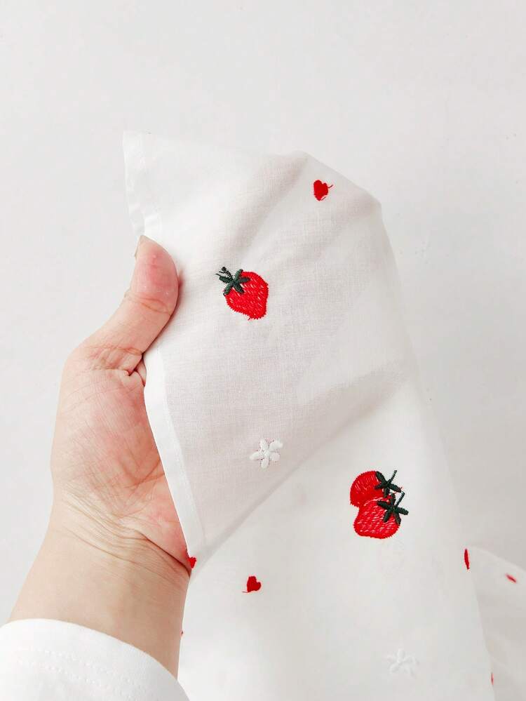 Loose Casual Ruffle Hem Strawberry Print Dress For Girls