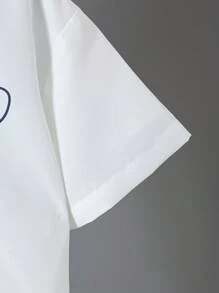 SHEIN Tween Boy Casual Patchwork Cool Stampato Turndown Collare Camicia a Maniche Corte, Estate - Bianco - Visualizzare 7