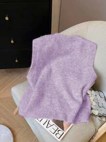 Chiquease 2024 Autumn/Winter New Bowknot Sleeveless Knitted Sweater Vest, Loose Layered Soft Ribbed Knit Camisole Top - Multicolor - View 2