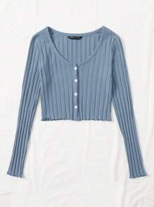 SHEIN EZwear Rib-knit Single Breasted Tee