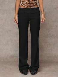 SHEIN BAE Kvinnor Vanlig färg Fritids-/moderiktig utflykt/Mångsidig Casual/Gammal Pengar-stil Patchficka Bred midjeband Enkel pendling Kontor Låg midja lösa Breda Byxor, Höst/Vinter Dambyxor, Byxor, Klänningsbyxor för kvinnor, Arbetskläder, Vintagestil