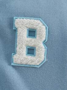SHEIN Baby Boy Casual Streetwear Baseball Jacket, Letter Embroidery, Long Sleeve, Suitable For Sports, Autumn/Winter