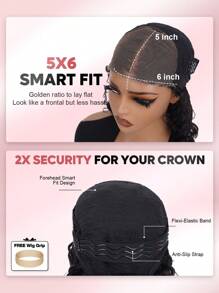 ALL READY WIG Wear And Go 无胶假发 波波头假发 松散深色人发 5x6 蕾丝闭合假发 女士人发假发 人发无胶假发 5x6 闭合假发 人发预拔波波头 - Natural Black - 查看 6