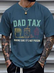 Manfinity Homme Plus Size Men's Casual Slogan Print Round Neck Short Sleeve Loose T-Shirt Men Tee Shirts Men Funny Tshirts Men Tshirts Shirts Funny T Shirts For Men Drinking Graphic Tees Men Funny Funny - Blue - View 1