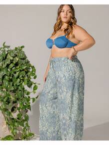 Aralina Curve Summer Paisley Print High Waist Wide Leg Western Boho Easter Vacation Pants - Dusty Purple - View 1