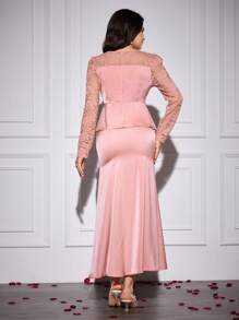 Modelyn 2pcs/Set Women's Romantic Bow Blouse And Fish Tail Skirt Suits, Spring/Summer