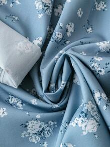 Lacomfia Koszula damska z długim rękawem i nadrukiem kwiatowym, zapinana z przodu na guziki, na co dzień