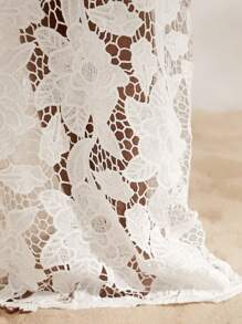 Opulessa Plain Woven Lace Mermaid Skirt For Women - White - View 6