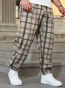 Manfinity Homme 大码男士格子印花宽松休闲哈伦裤 - 彩色 - 查看 6