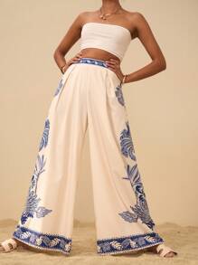 Travachic 度假休闲风印花女式宽松阔腿裤 - 彩色 - 查看 3