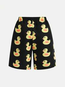 SHEIN Leap Crew 1 Pc Teen Boys Duck Print Drawstring Waist Swim Beach ShortsSpring Wear; Teen Boys' Clothing; Teen Boy' Jackets, Spring Back To School - Multicolor - View 2