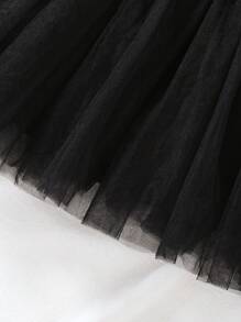 Sukienka z siateczki w czarne kropki dla dziewczynek - Czarne - Zobacz 4