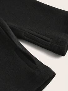 Women's Solid Color Zip-Up Half Placket Long Sleeve Hooded Outdoor Sports Sweatshirt - Black - View 5