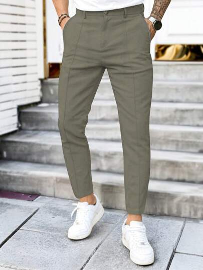 Calvornis 男士休闲纯色修身西装裤