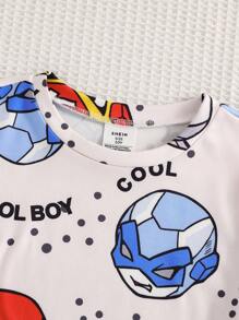 Tween Boy Apricot Superhero Allover Print Short Sleeve Tee And Shorts 2 Pieces Pajama Set Snug Fit Youth Tween Boys Summer Clothes - Apricot - View 5