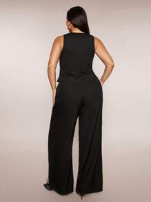 SHEIN BAE Plus Size Women Sleeveless Mesh Crisscross Bow Backless Vest Summer Top, Suitable For Daily Commute, Vacation, Summer Holiday, Graduation, Birthday, Mother's Day