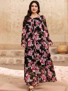 Al Najma Plus Size Women's Turkish Style & Arabian Style Long Robe, Modest Kaftan - Multicolor - View 5