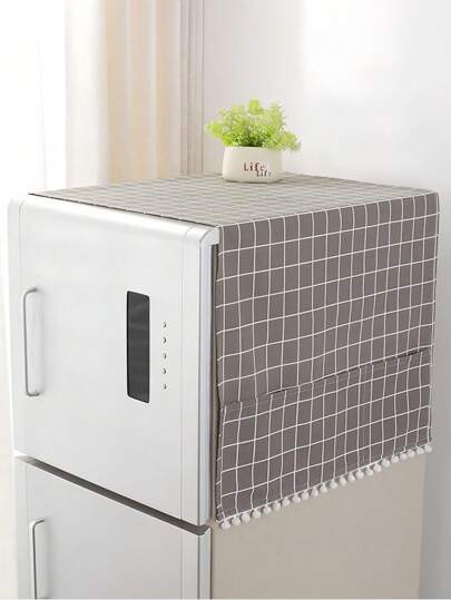 1 件 55 厘米 * 130 厘米格纹冰箱防尘罩，家用电器防尘罩，适用于学校、办公室、家庭、旅行、家居用品