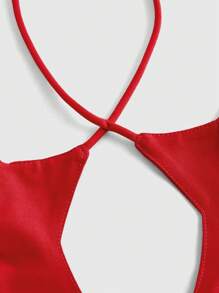 SHEIN ICON Plus Size Star Print Backless Strap Camisole - Red - View 3