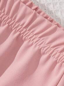 SHEIN Leap Crew Tween Girl 2pcs/Set Vintage Cherry Pattern Casual Loose Short Sleeve T-Shirt And Flare Pants Outfit, Suitable For Spring And Summer - Pink - View 5