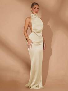 Lumalex 冬季春季情人节节日聚会宴会婚礼大码女式褶皱收腰直筒长裙