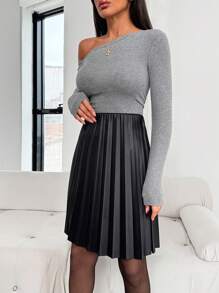 EURMUSE Women's Solid Color Elastic Waist Pleated Mini Skirt, Casual